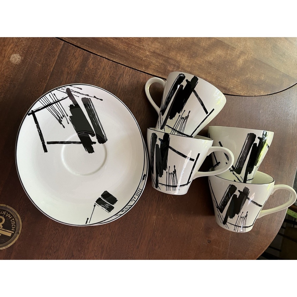 Sango "CALLIGRAPHY" Larry Laslo ~ Set of 4 ~ Cups / Mugs Saucers